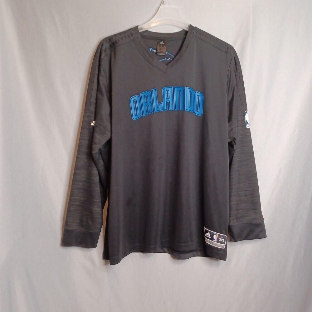 Orlando Magic Shirt Mens 2XL Blk/Gray NBA Basketball Adidas Long Sleeve Warm Up